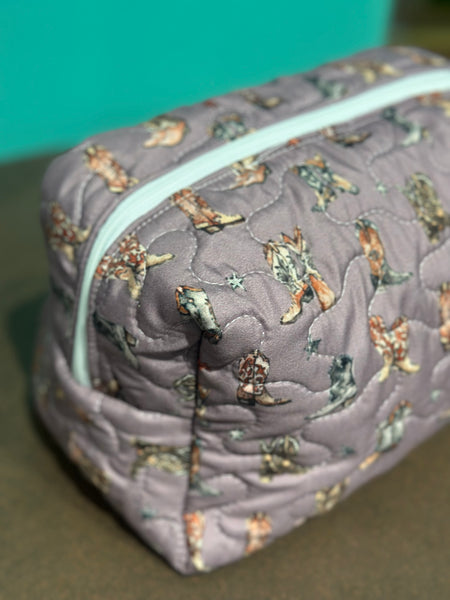 Ida Mae Thunderbird Boots Purple Large Cosmetic Bag