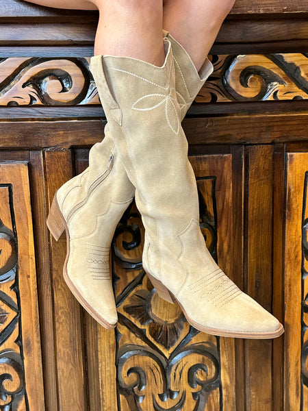 Allegra Suede Tall Cowgirl Boot