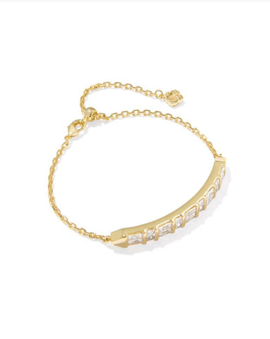 Kendra Scott Jamie Delicate Chain Bracelet Gold Metal in White CZ