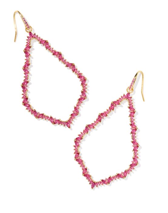 Kendra Scott Sophee Crystal Open Frame Earrings in Gold Pink Crystal