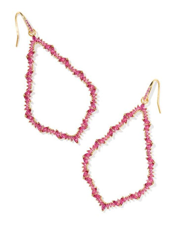 Kendra Scott Sophee Crystal Open Frame Earrings in Gold Pink Crystal