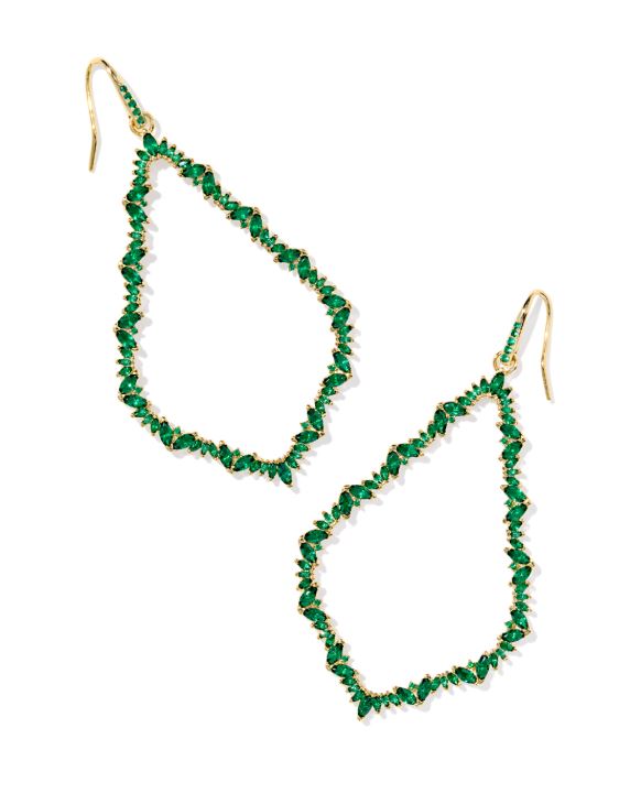 Kendra Scott Sophee Crystal Open Frame Earrings in Gold & Green Crystal