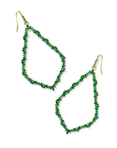 Kendra Scott Sophee Crystal Open Frame Earrings in Gold & Green Crystal