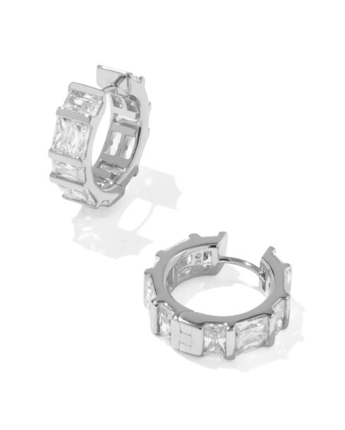 Kendra Scott Jamie Huggie Earrings in Silver White CZ