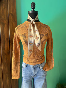 Jacquard Mock Neck Long Sleeve Top