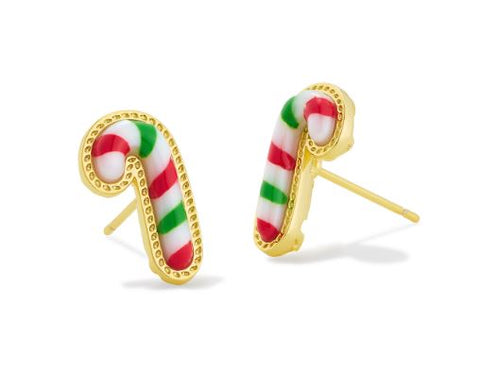 Kendra Scott Candy Cane Stud Earrings Gold Red Green Mix