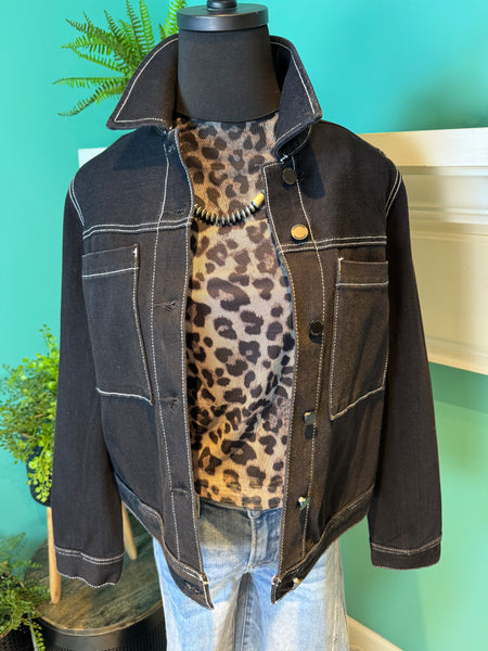 The Black Leopard Mesh Top