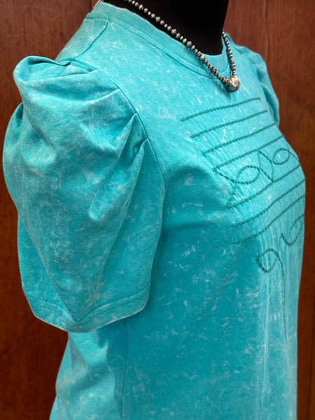 Lucky & Blessed Boot Stitch Embroidered Shirt