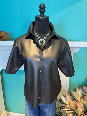 EE:Some Faux Leather Cropped Top