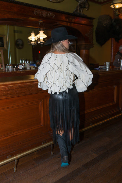 Cascading Ruffled Bubble Blouse