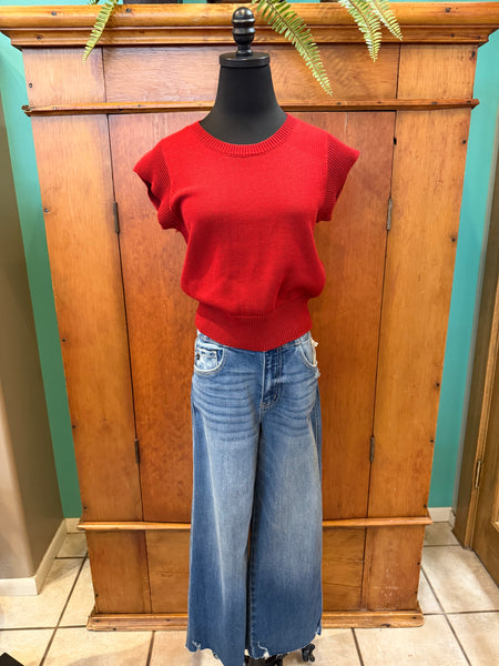 Cap Sleeves Knit Top