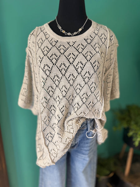 Knitted Short Sleeve Sweater