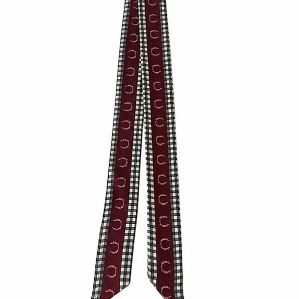 Horsehoe and Gingham Twilly in Maroon
