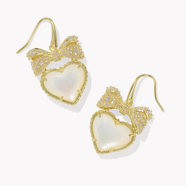 Kendra Scott Hailey Heart Drop Earrings in Gold MOP & Ivory MOP