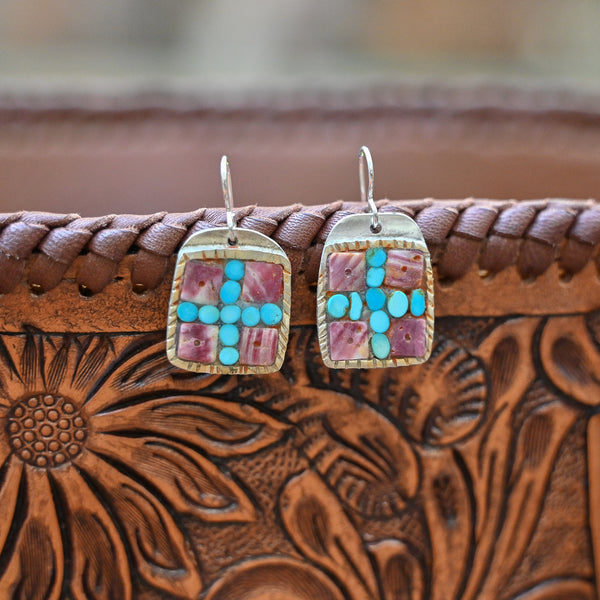 Peyote Bird Charlie Favour Turquoise & Spiny Oyster Earring