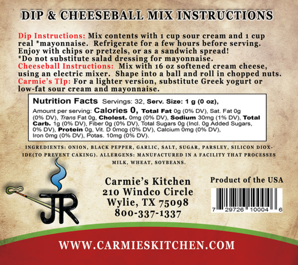 Carmie’s JR’s Ranch Dip and Cheeseball Mix