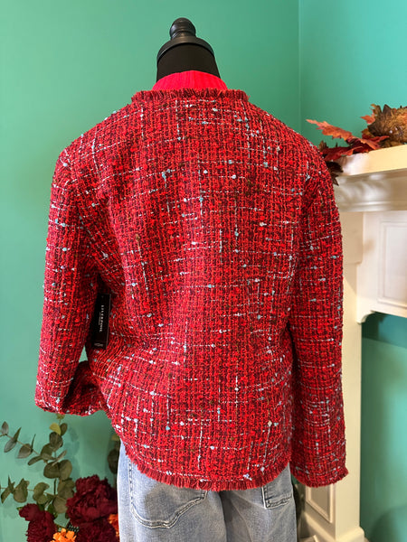 Liverpool Collarless Jacket With Frayed Edges