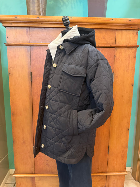 Quilted Shacket with Hoodie