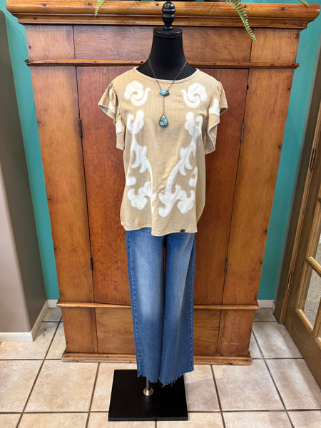 Ruffle Top with Contrast Patch