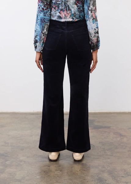Olivia Wide Leg Corduroy Pant in Blueberry