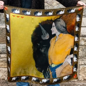 Fringe Scarves- Girl & Bison