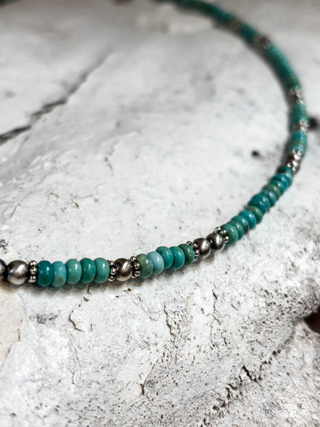 4mm Turquoise and Navajo Pearl Necklace