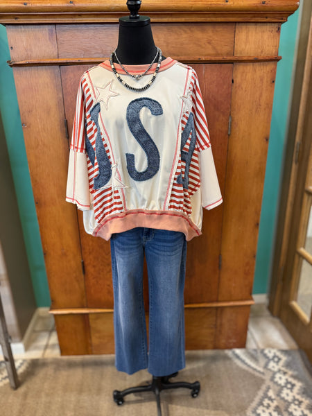 BiBi USA Patchwork Stripe Top