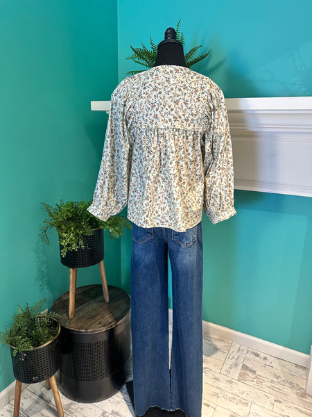 Wishlist Floral Balloon Sleeve Top