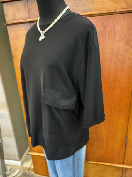 Joseph Ribkoff Knit High Low Mixed Media Top