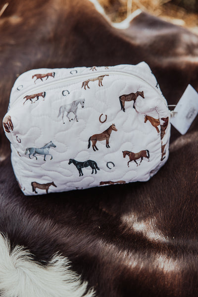 Meadow Herd Icon Linen Qilted Large Makeup Bag