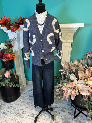 Ee:Some Textured Horse Shoe Button Front Cardigan