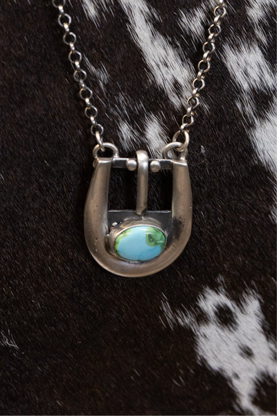 ALZ Single Turquoise Buckle Necklace