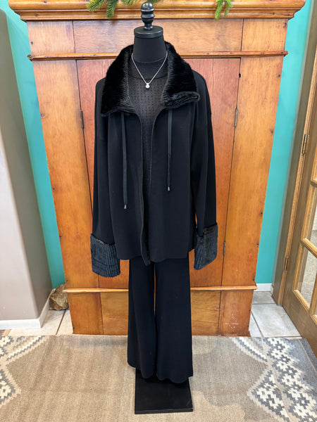 Joseph Ribkoff Faux Fur Trim Sweater Jacket