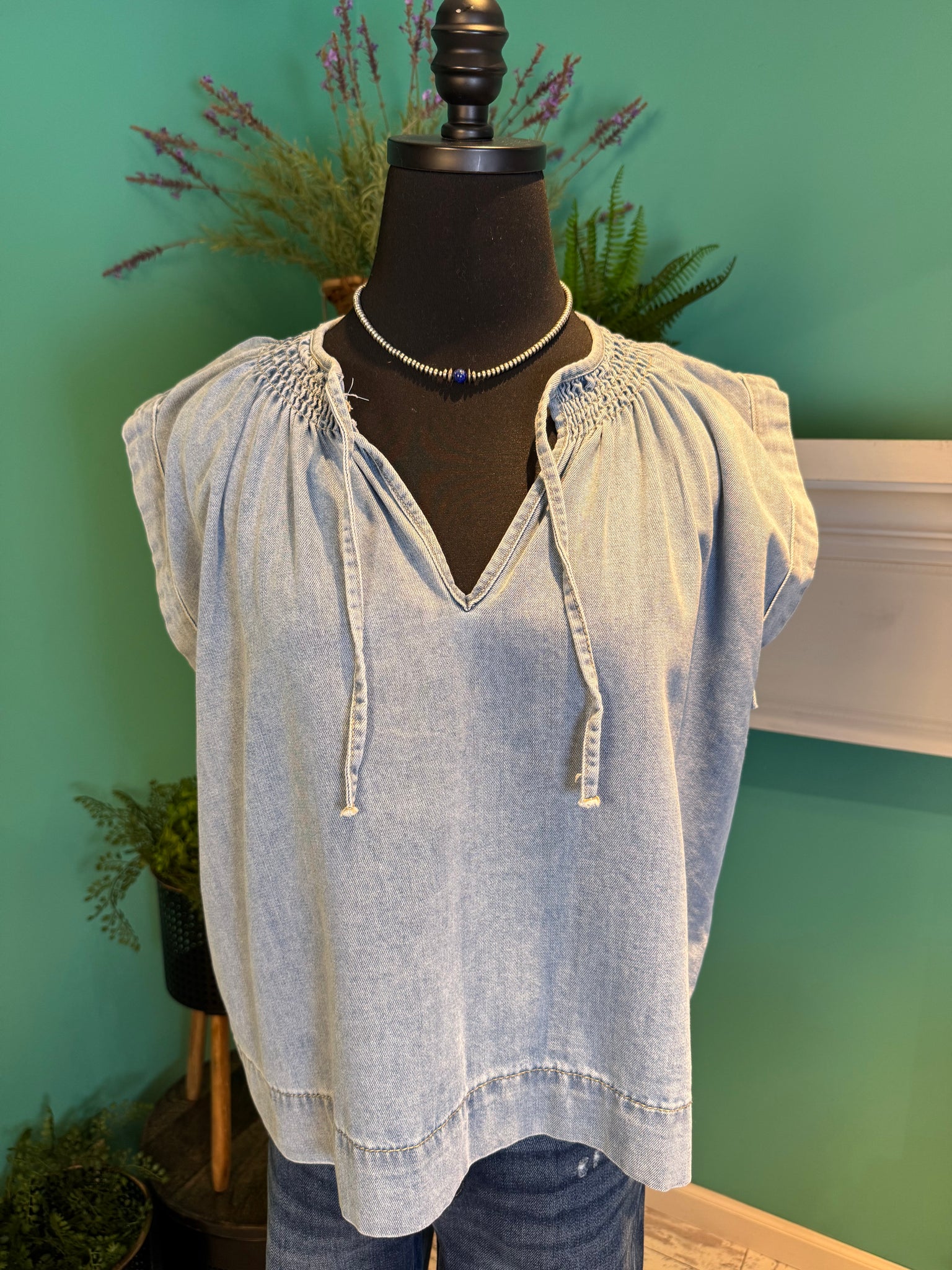 Denim Sleeveless Blouse