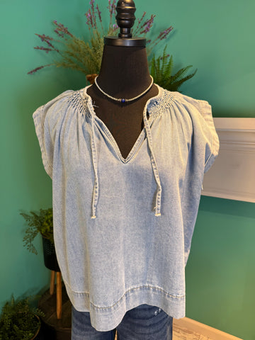 Denim Sleeveless Blouse
