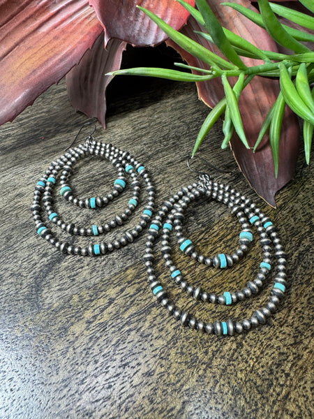 3mm Saucer Turquoise 3 Loop Earring First American