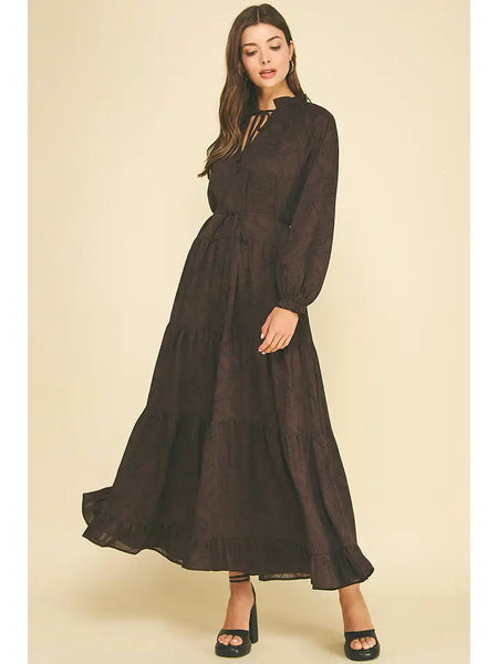 Paisley Print Tiered Maxi Dress