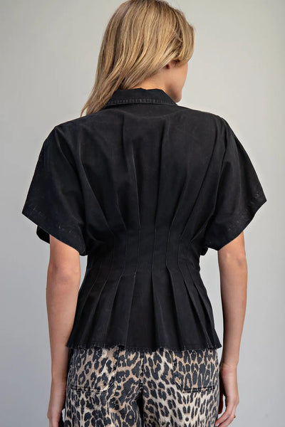 Button Down Pleated Blouse