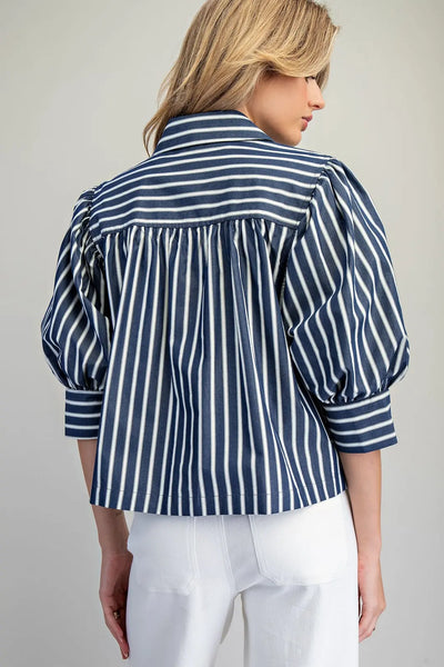 Striped Button Down Cropped Shirt