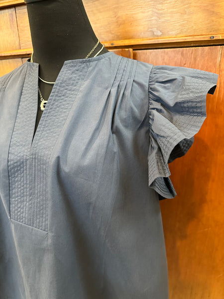 Flutter Sleeve Tunic Style Poplin Top