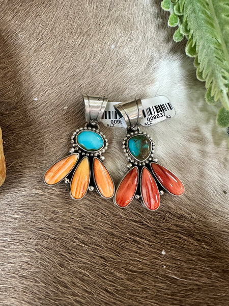 ALZ Turquoise & Orange Spiny Oyster Pendant