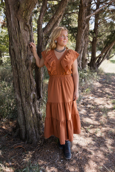 THML Flutter Sleeve Textured Dress