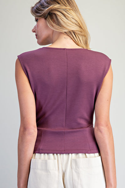 Gathered Sleeveless Top