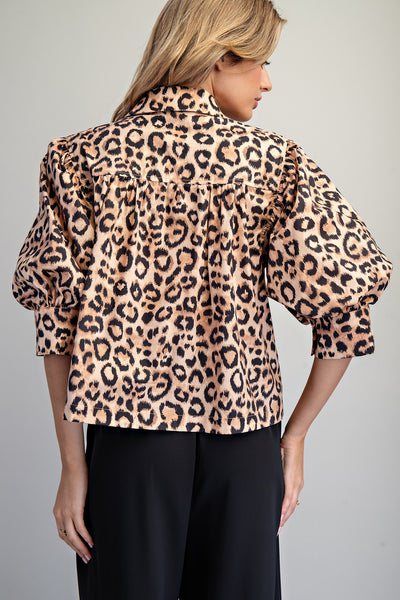 Button Down Blouse in Leopard