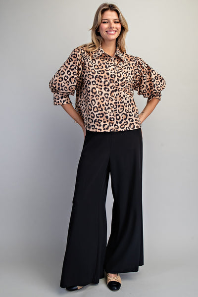 Button Down Blouse in Leopard