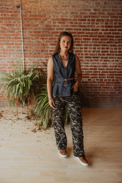 Camo Multi Pocketed Denim Pants