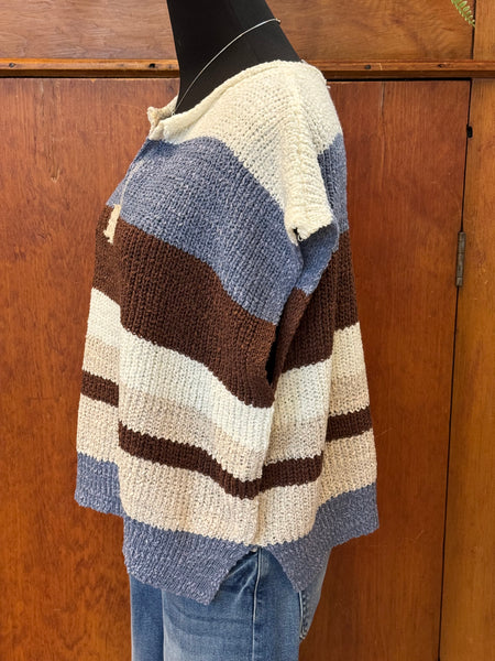 Striped Cap Sleeve Sweater