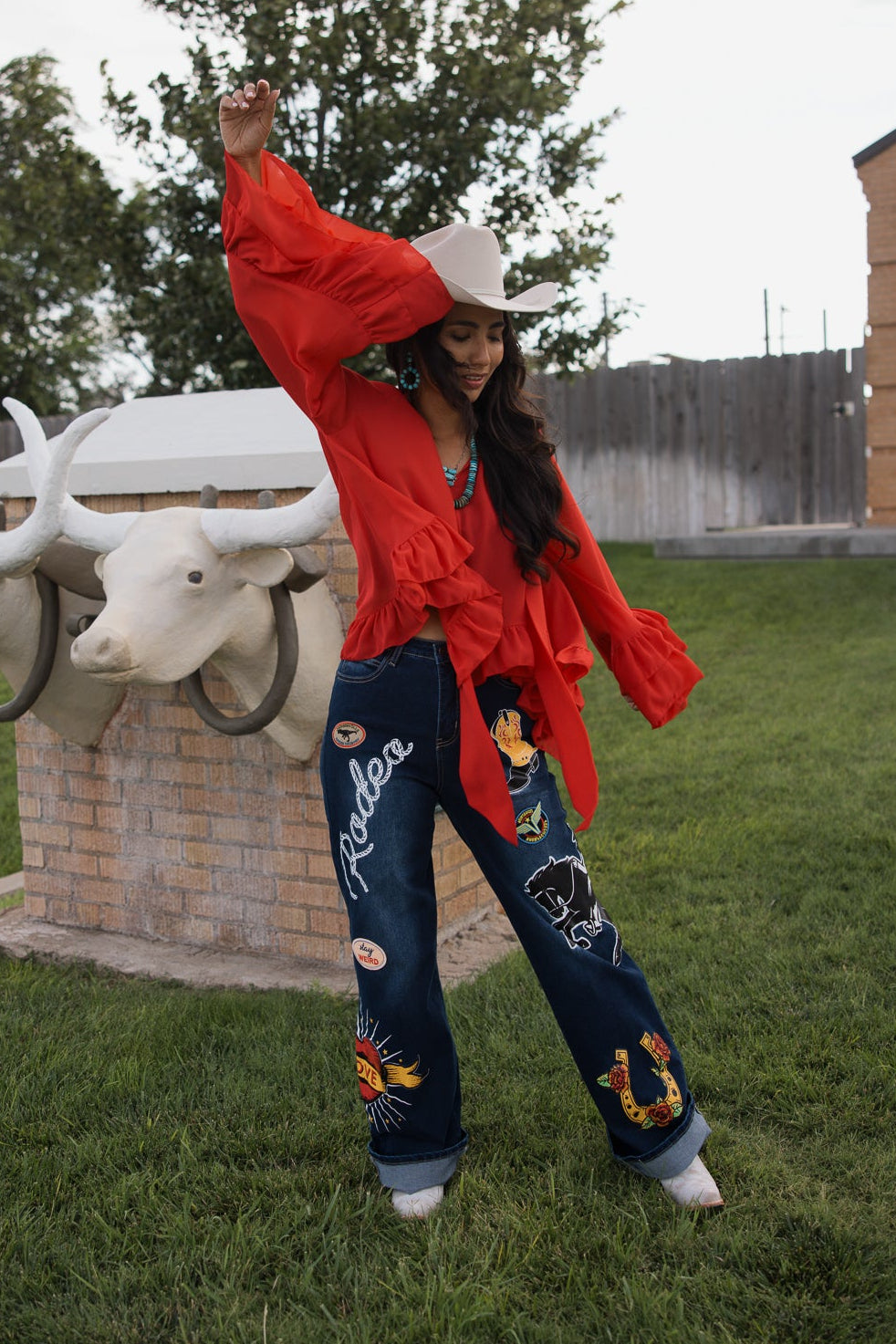 Rodeo Patch Cuffed Wide Leg Jeans – Cummings Carousel