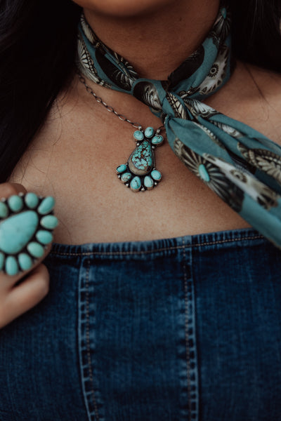 Tear Drop 9 Stone Turquoise Necklace