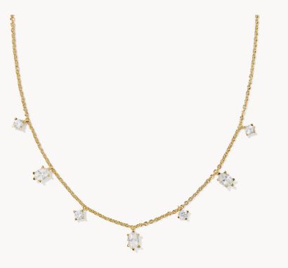 Kendra Scott Cailin Delicate Strand Necklace in Gold White CZ